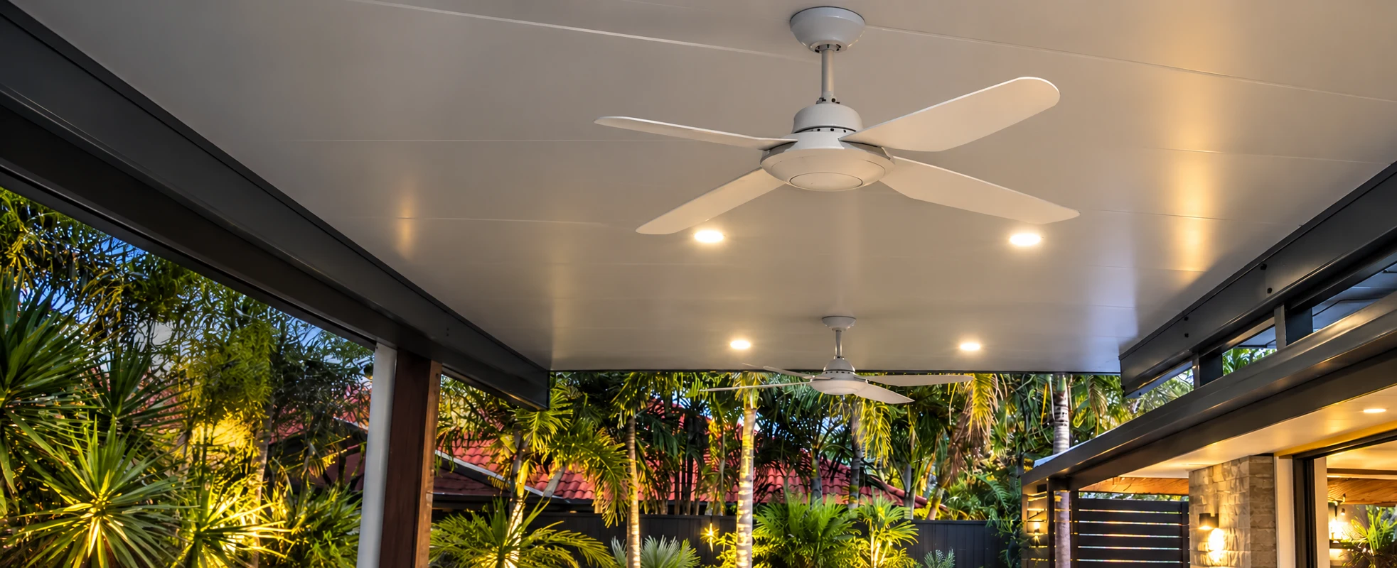 Outdoor electrical, lighting and fan installation by iConnect Data & Electrical